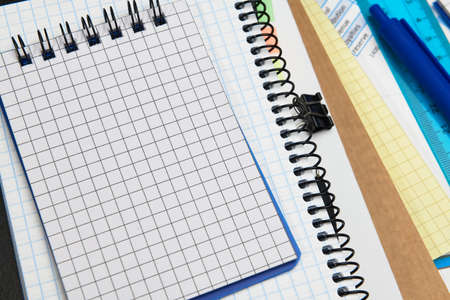 business office desk closeup - financial reports, analysis and accounting, set of documents, tables...