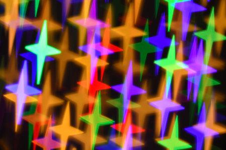 colorful stars illumination for holiday or abstract boke backgroundの写真素材