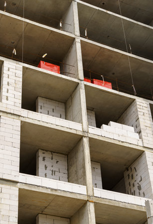 construction of a multi-storey residential building, concrete frame and building materials