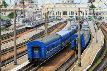 Odessa, Ukraine, July 13, 2021 - Odesa main railway station, view of the infrastructure, rails,...