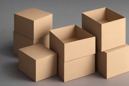 A bunch of cardboard boxes. Generative AI.の素材
