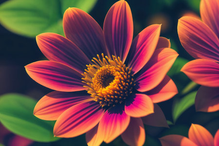 Flowers close-up, bright landscape on a flower field. Generative AI.の素材