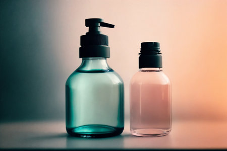 A perfume or a bottle for cosmetics on abstract background. Generative AI.の素材