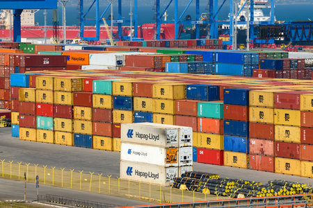 seaport, Odessa, Ukraine, May 4, 2019 - view of the commercial industrial seaport, infrastructure,...