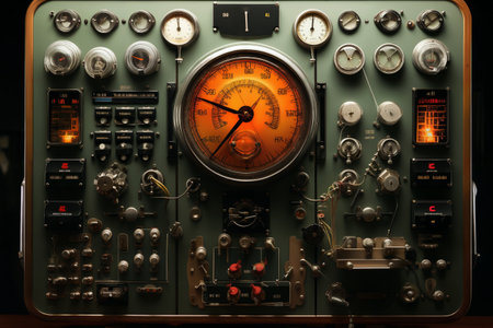 retro analog device for industry and scientific research and measurements, object closeup, concept of retro futurism lamp electronicsの素材