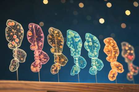 holographic images of the simplest cellular microorganisms, the concept of biology and biotechnologyの素材