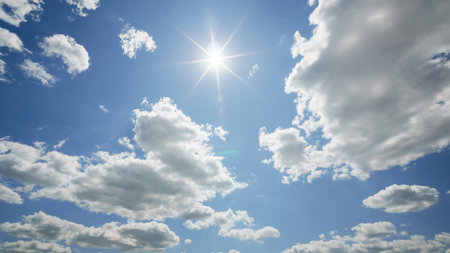 beautiful blue sky with soft white clouds for abstract backgroundの写真素材