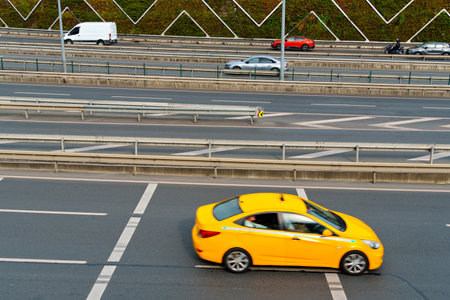 city road, Traffic on a multi-lane expressway in Istanbul, Turkey