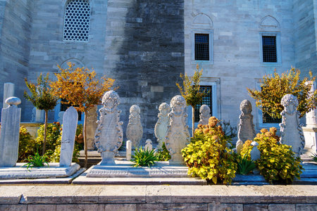 the cemetery at the Suleymaniye Mosque, architecture of the Islamic religionの写真素材