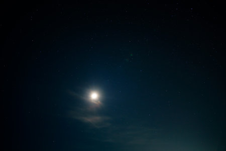 starry sky and moon at night as an abstract background.