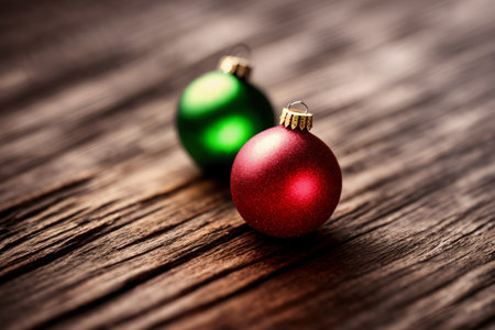 Christmas decorations balls and lights for Christmas tree are beautiful background for the New Year holiday, wooden backgroundの素材