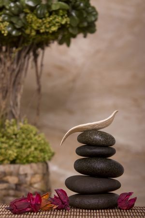 Stack of balanced massage stonesの写真素材