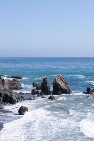 Scenic view of a rocky California coastlineの写真素材