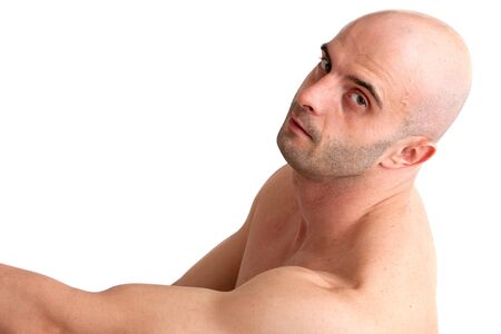 Muscular young man body buildingの写真素材