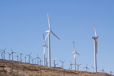 Wind turbines for clean energyの写真素材