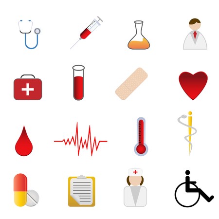Medical and health care related symbols icon setの写真素材
