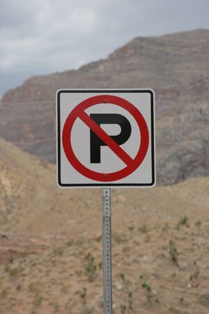 No parking sign at the roadsideの写真素材