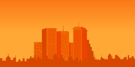 Urban buildings at city sunsetのイラスト素材