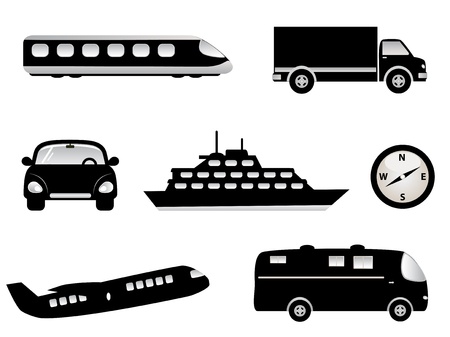 Travel, transportation and tourism symbolsのイラスト素材