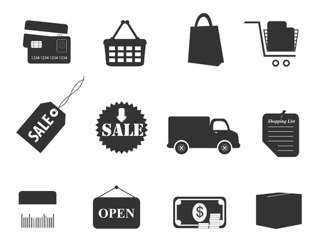 Shopping icon set in grayのイラスト素材