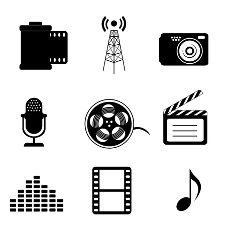 Mass media icons in blackのイラスト素材