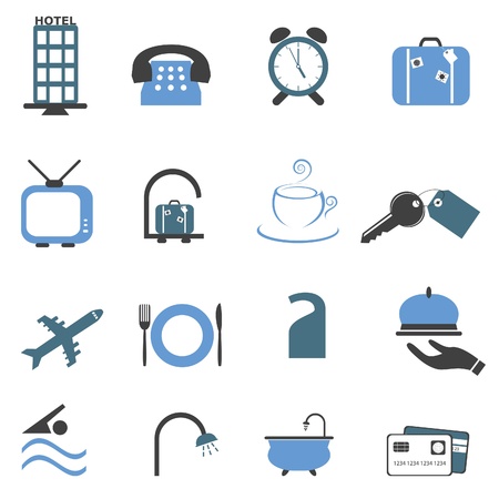 Hotel related symbols or buttons icon setのイラスト素材