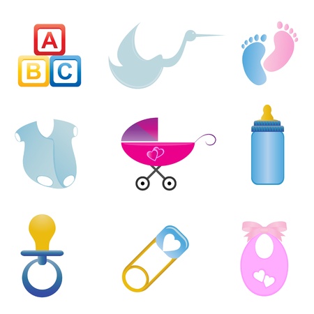Baby related items in icon setのイラスト素材
