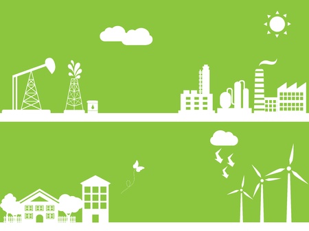 Cities using clean alternative energy sourcesのイラスト素材
