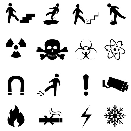Warning, caution and danger signs icon setのイラスト素材
