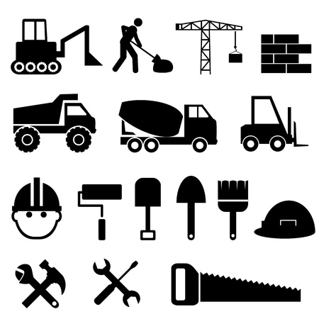 Construction materials and tools icon setのイラスト素材