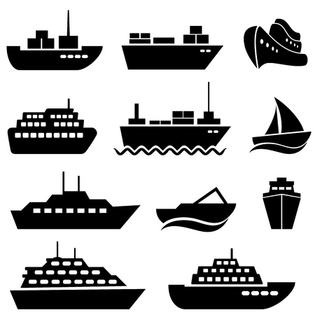 Ship and boat icon setのイラスト素材