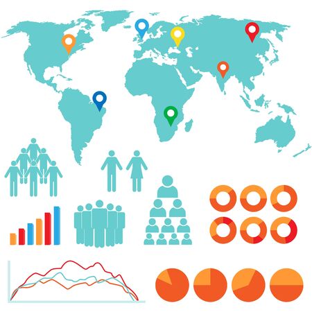 Infographics and design icons and world mapのイラスト素材