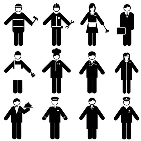 Professions and occupations icon setのイラスト素材