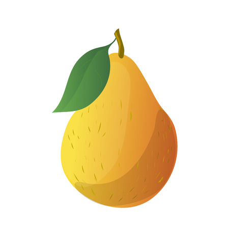 Cartoon yellow pear with leaf.のイラスト素材