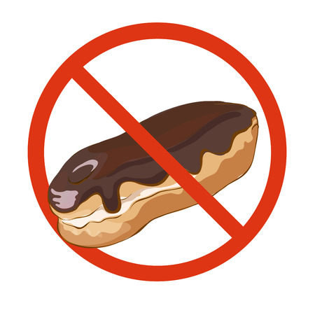 Birthday cake in prohibiting signs. Vector illustrationのイラスト素材