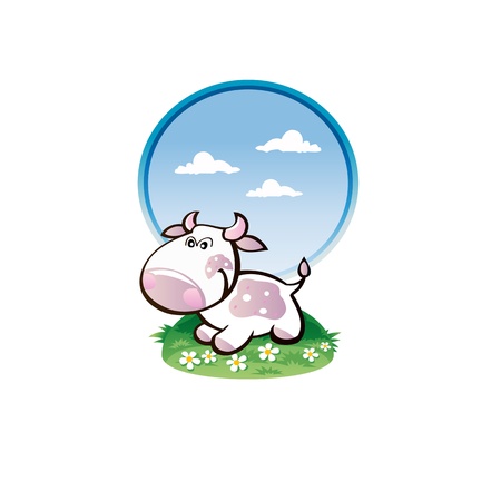 Young purple cow cartoon のイラスト素材