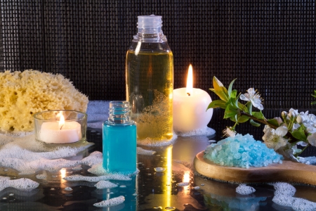 reparation for the bubble bath and candlesの写真素材