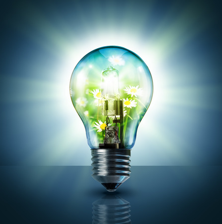 ecological idea - green in lamp の写真素材
