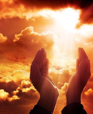 prayer to heaven - faith concept の写真素材