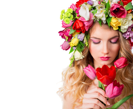 make up and femininity - fragrance of springの写真素材