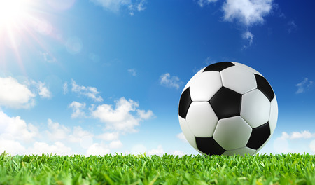 Ball On Grass Of Stadiumの写真素材