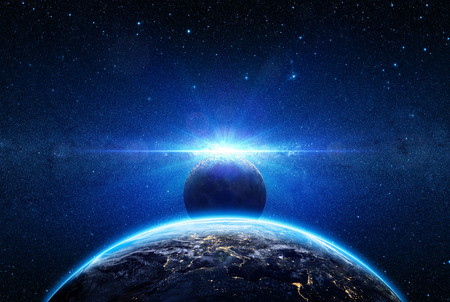 Sunrise And Eclipse On Planet Earth - Europe Viewの写真素材