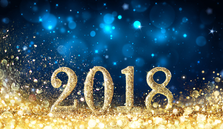 Happy New Year 2018 - Glittering With Golden Dustの写真素材