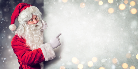 Santa Claus Pointing Blank Billboardの写真素材