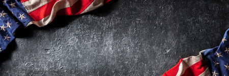 Vintage American Flag On Dark Grunge Wall