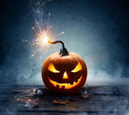 Explosive Halloween - Detonation Of Bomb Pumpkinの写真素材