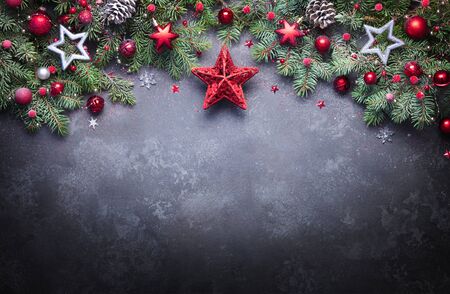 Black Friday Board - Christmas Ornament And Fir Branchesの写真素材