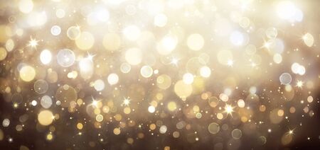 Abstract Shiny Background Golden Lights With Starsの写真素材