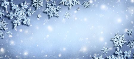 White Snowflakes On Snowy Background 3d renderの写真素材