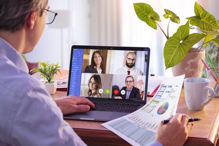 Remote Work - Video Conference Concept - Working At Homeの写真素材